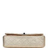 Pre-owned Chanel Medium Classic Double Flap Bag Gold Metallic Lambskin Black Hardware - Thumbnail View 6