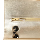 Pre-owned Chanel Medium Classic Double Flap Bag Gold Metallic Lambskin Black Hardware - Thumbnail View 8