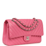 Pre-owned Chanel Medium Classic Chevron Double Flap Bag Pink Caviar Silver Hardware - Thumbnail View 2