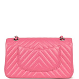 Pre-owned Chanel Medium Classic Chevron Double Flap Bag Pink Caviar Silver Hardware - Thumbnail View 4