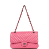 Pre-owned Chanel Medium Classic Chevron Double Flap Bag Pink Caviar Silver Hardware - Thumbnail View 7
