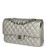 Chanel Medium Classic Double Flap Bag Metallic Silver Caviar Aged Ruthenium Hardware - Thumbnail View 5