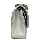 Chanel Medium Classic Double Flap Bag Metallic Silver Caviar Aged Ruthenium Hardware - Thumbnail View 3