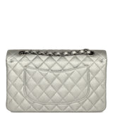 Chanel Medium Classic Double Flap Bag Metallic Silver Caviar Aged Ruthenium Hardware - Thumbnail View 4