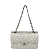 Chanel Medium Classic Double Flap Bag Metallic Silver Caviar Aged Ruthenium Hardware - Thumbnail View 7