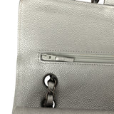 Chanel Medium Classic Double Flap Bag Metallic Silver Caviar Aged Ruthenium Hardware - Thumbnail View 8