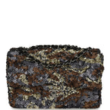 Pre-owned Chanel Medium Single Flap Bag Dark Grey, Bronze, Gold Sequins Ruthenium Hardware - Thumbnail View 1