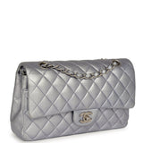 Pre-owned Chanel Medium Classic Double Flap Bag Light Purple Metallic Lambskin Brushed Silver Hardware - Thumbnail View 2