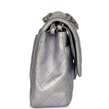 Pre-owned Chanel Medium Classic Double Flap Bag Light Purple Metallic Lambskin Brushed Silver Hardware - Thumbnail View 3