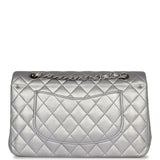 Pre-owned Chanel Medium Classic Double Flap Bag Light Purple Metallic Lambskin Brushed Silver Hardware - Thumbnail View 4