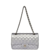 Pre-owned Chanel Medium Classic Double Flap Bag Light Purple Metallic Lambskin Brushed Silver Hardware - Thumbnail View 7