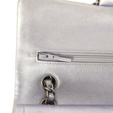 Pre-owned Chanel Medium Classic Double Flap Bag Light Purple Metallic Lambskin Brushed Silver Hardware - Thumbnail View 8