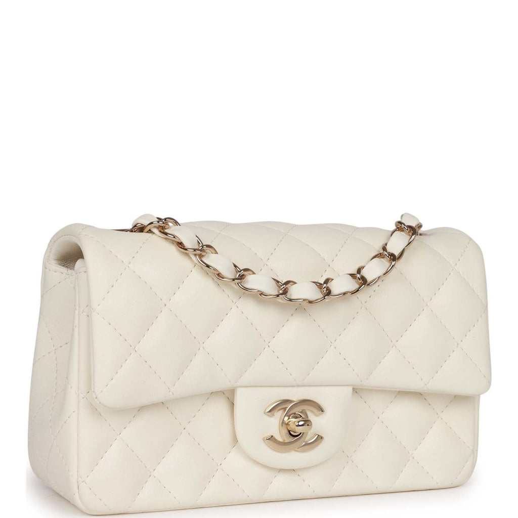Chanel 21A Black White Mini Flap Rectangle CC Gold Logo Shoulder