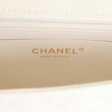 Chanel Mini Rectangular Flap Bag White Lambskin Light Gold Hardware