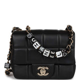 Chanel Monaco Mini Square Flap Bag Black Lambskin Light Gold Hardware