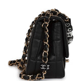 Chanel Monaco Mini Square Flap Bag Black Lambskin Light Gold Hardware