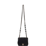 Chanel Monaco Mini Square Flap Bag Black Lambskin Light Gold Hardware