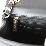 Chanel Monaco Mini Square Flap Bag Black Lambskin Light Gold Hardware