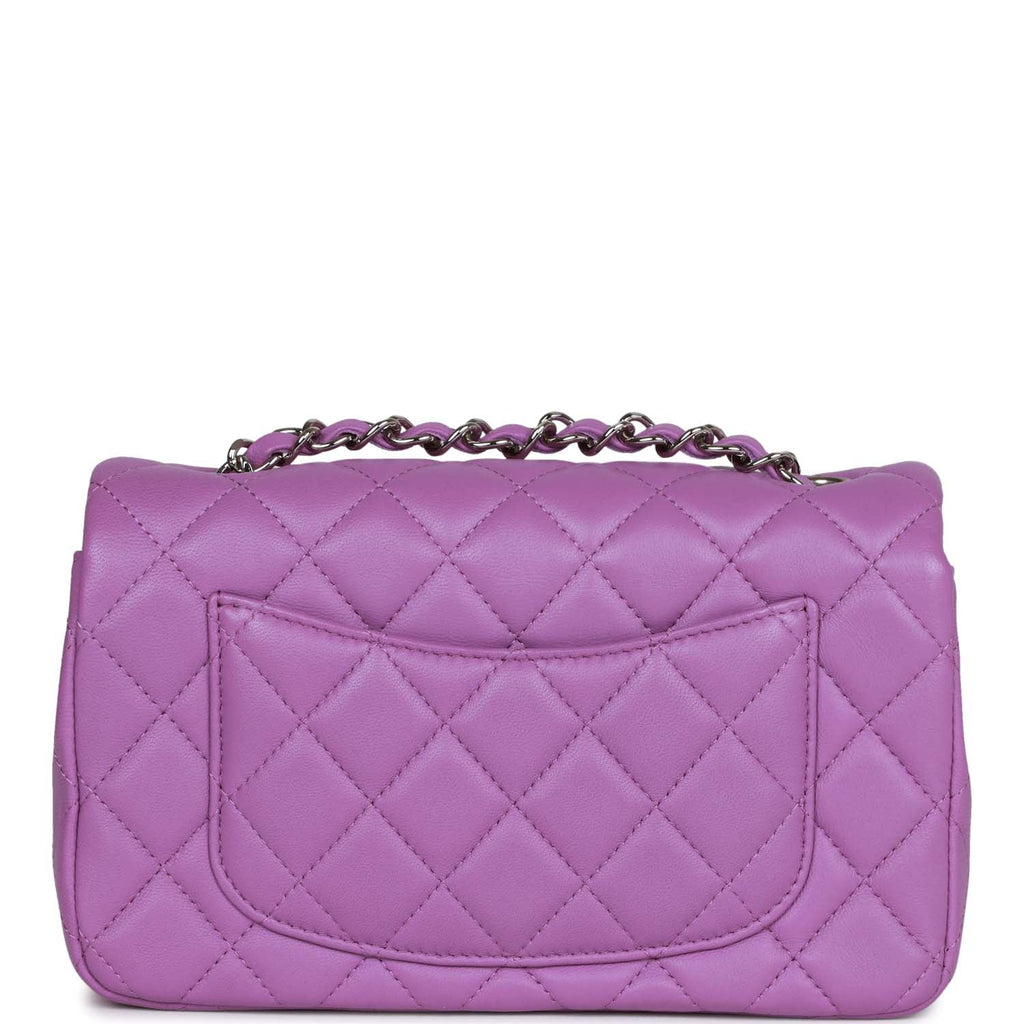 Chanel Purple Iridescent Quilted Lambskin Mini Wallet On Chain