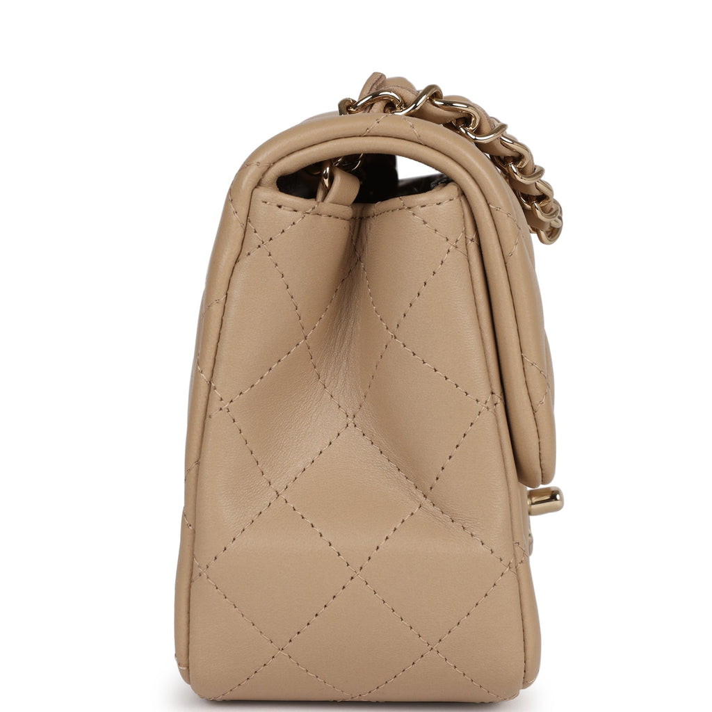 Chanel Mini Rectangular Flap Bag Beige Metallic Ombre Calfskin Aged Gold  Hardware