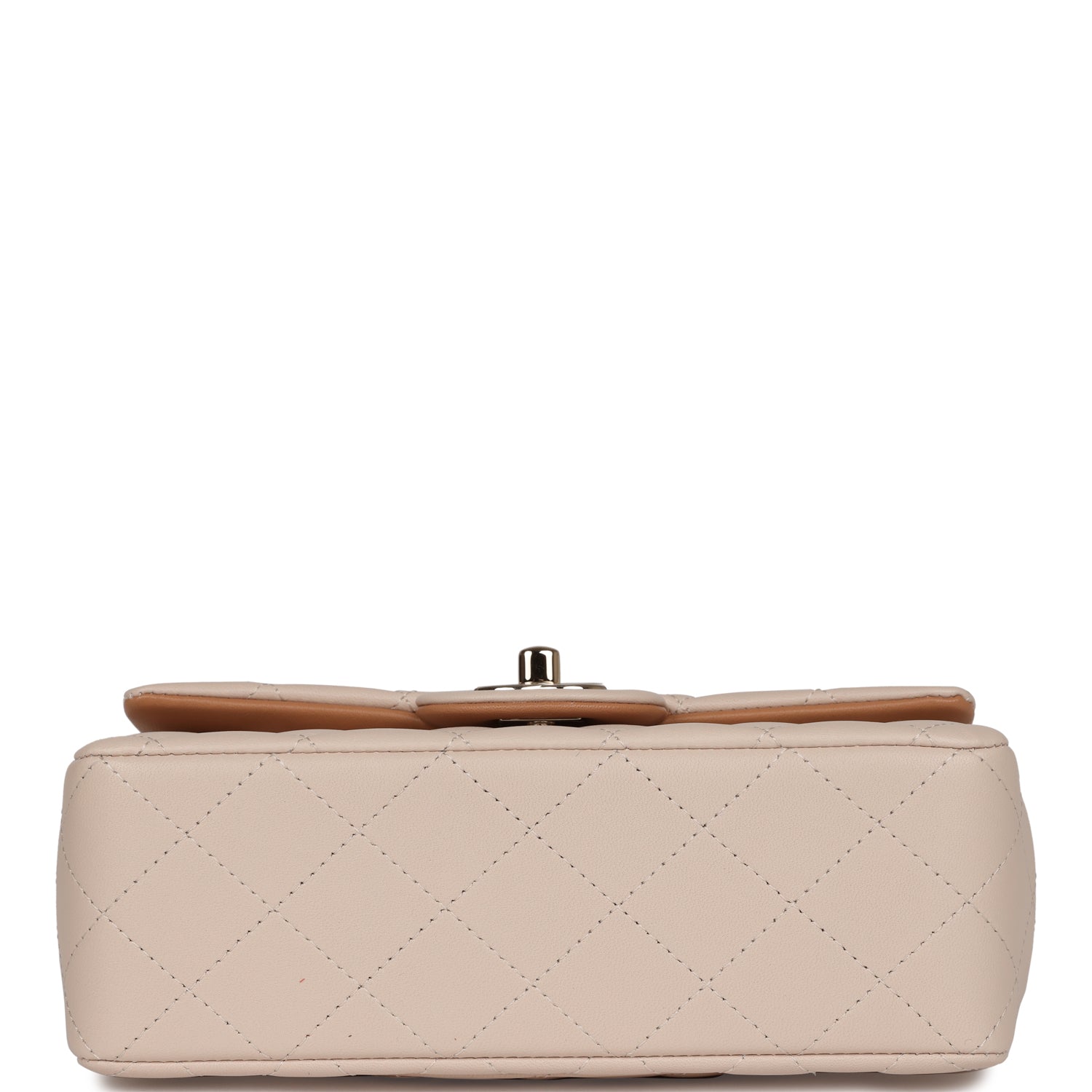 Chanel Mini Rectangular Flap with Top Handle Beige Lambskin Light Gold