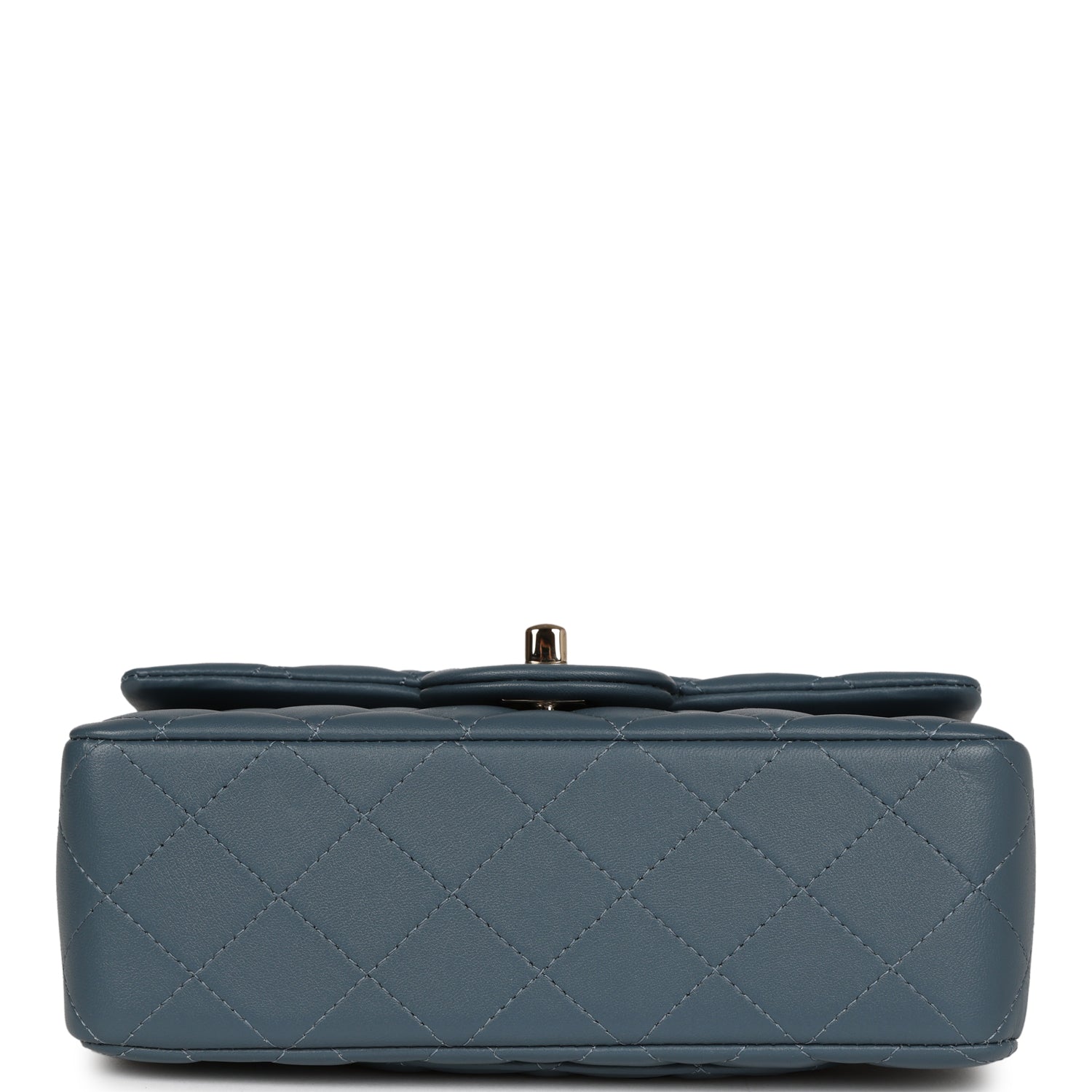 Chanel Mini Rectangular Flap with Top Handle Blue Lambskin Light Gold