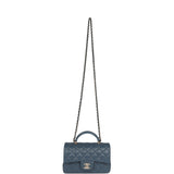 Chanel Mini Rectangular Flap with Top Handle Blue Lambskin Light