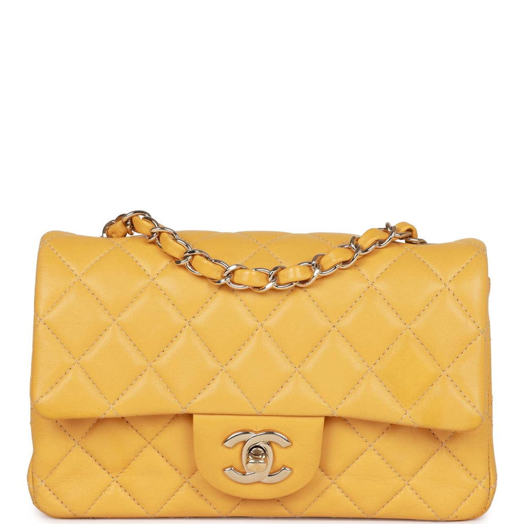 Pre-owned Chanel Mini Rectangular Flap Bag Yellow Lambskin Light