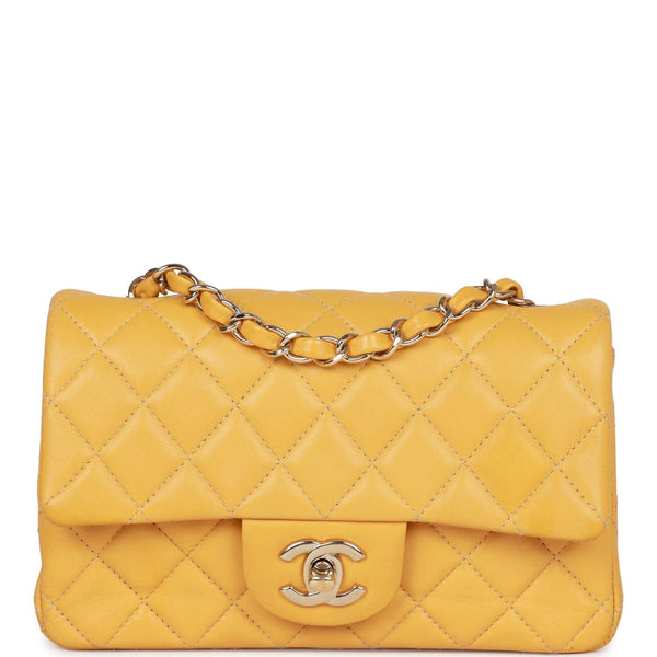 Chanel Yellow Quilted Lambskin Double Flap Bag Medium