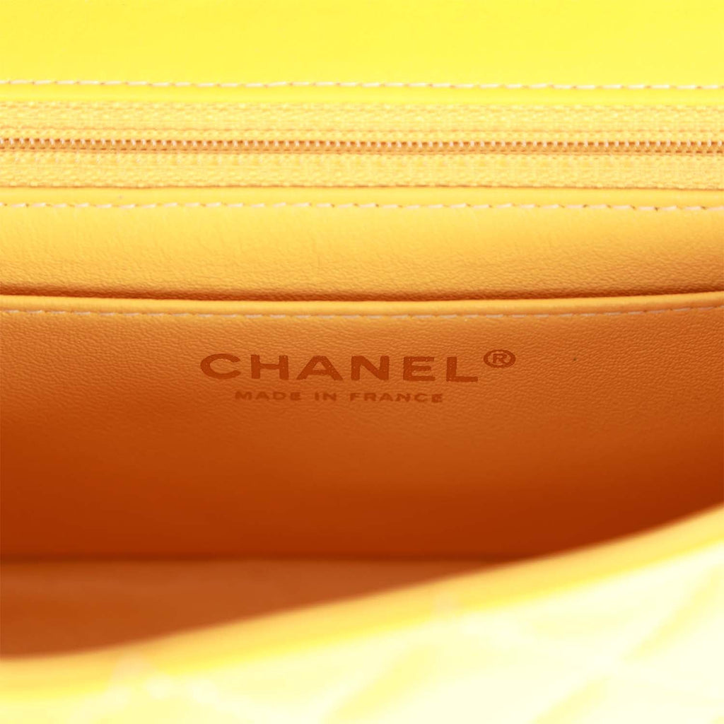 Pre-owned Chanel Mini Rectangular Flap Bag Yellow Lambskin Light Gold Hardware