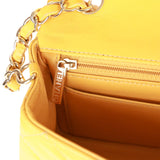 Pre-owned Chanel Mini Rectangular Flap Bag Yellow Lambskin Light Gold Hardware