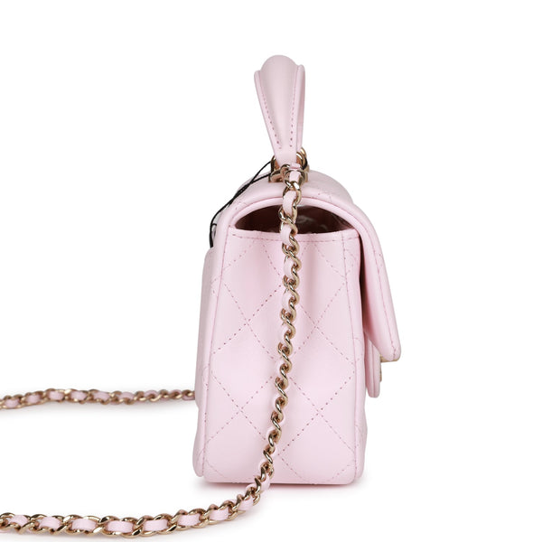 Chanel Light Pink Lambskin Rectangular Mini Flap Top Handle Light Gold  Hardware – Madison Avenue Couture