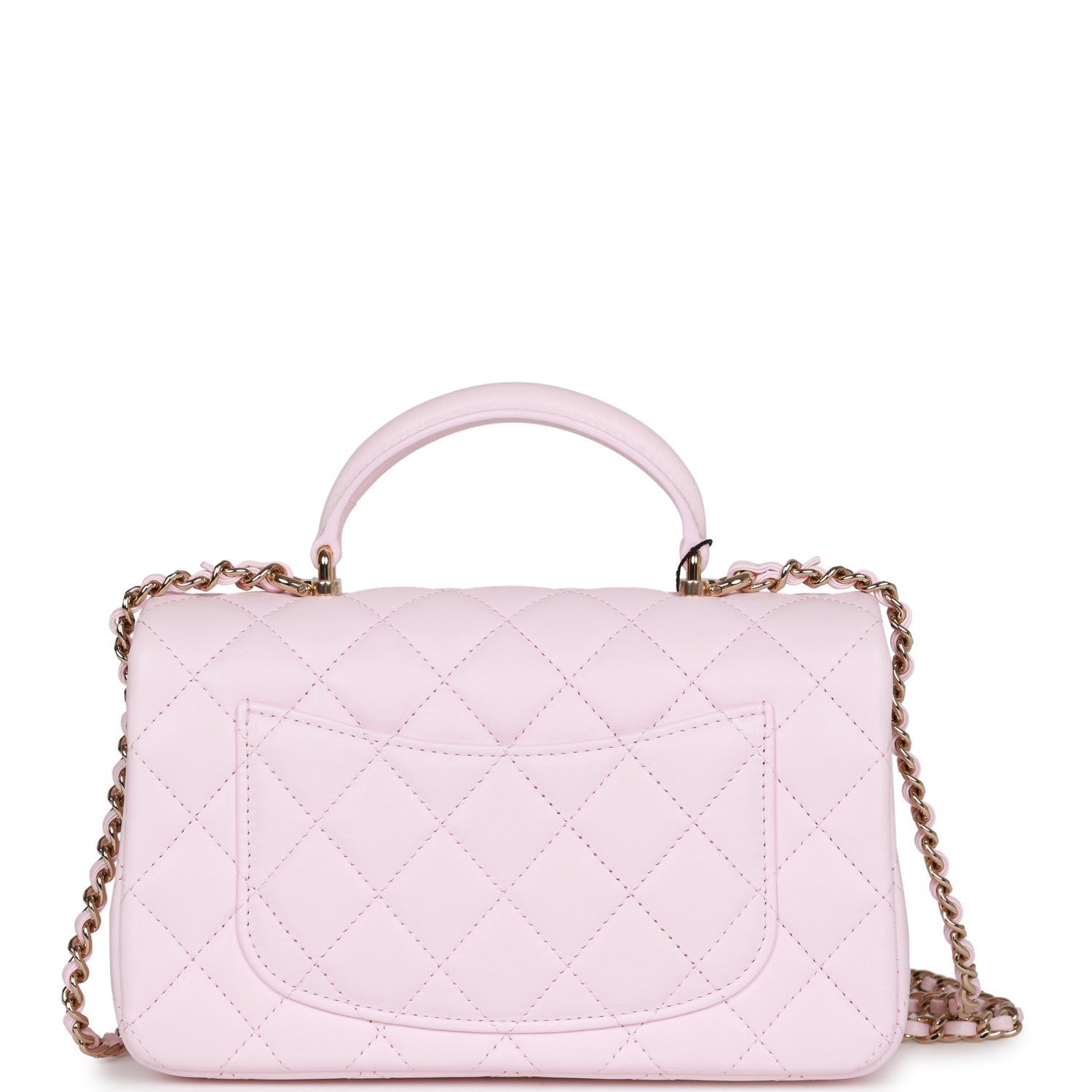 Chanel Light Pink Lambskin Rectangular Mini Flap Top Handle Light Gold ...