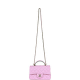 Chanel Mini Rectangular Flap with Top Handle Pink and Green Lambskin Light Gold Hardware