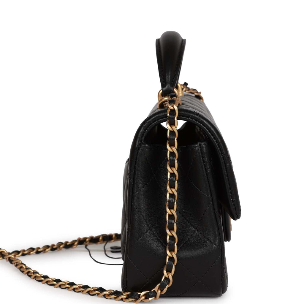 Chanel Mini Rectangular Flap with Top Handle Black Lambskin