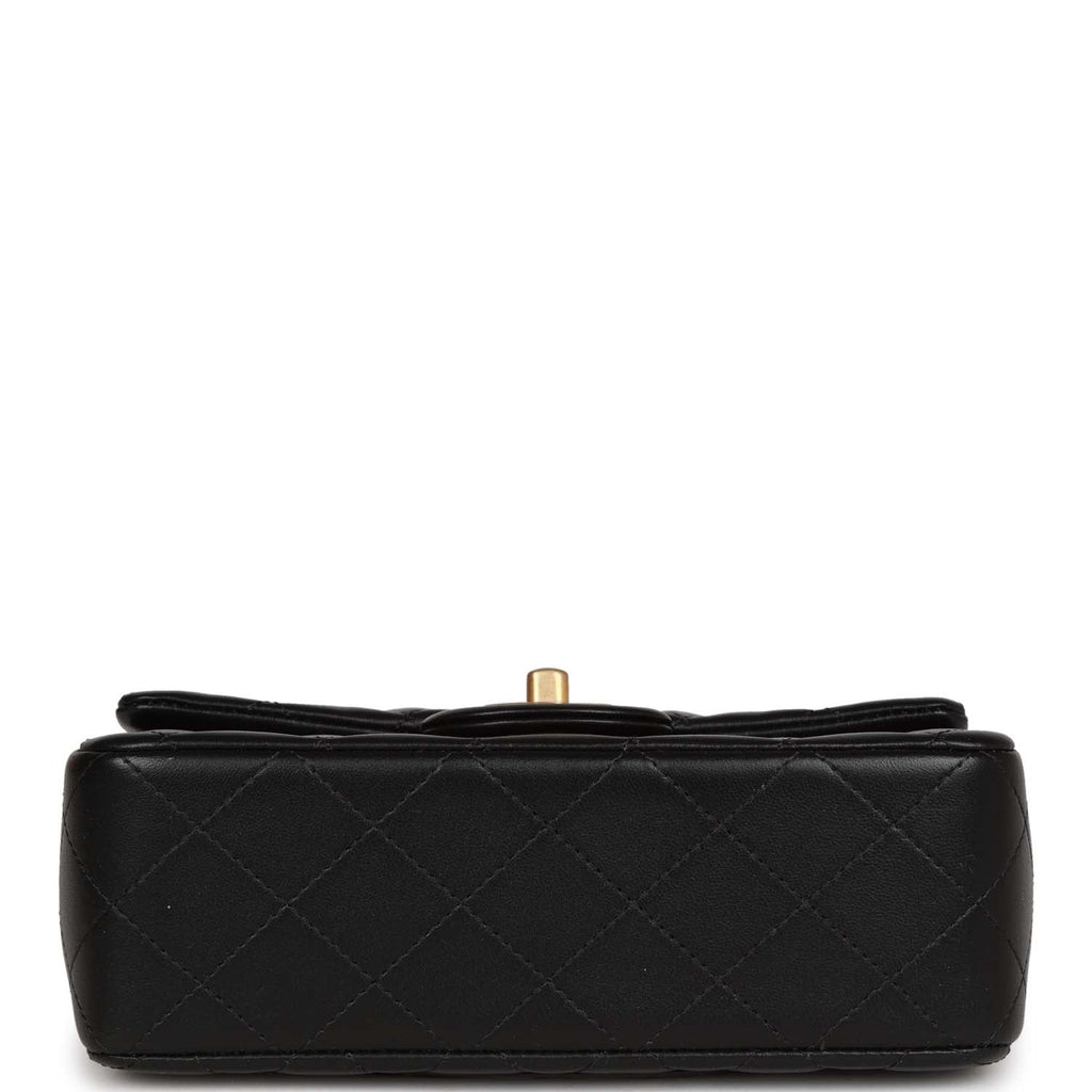 Chanel Mini Square Flap Shearling & Tweed Black & White Aged Gold Hard –  Coco Approved Studio