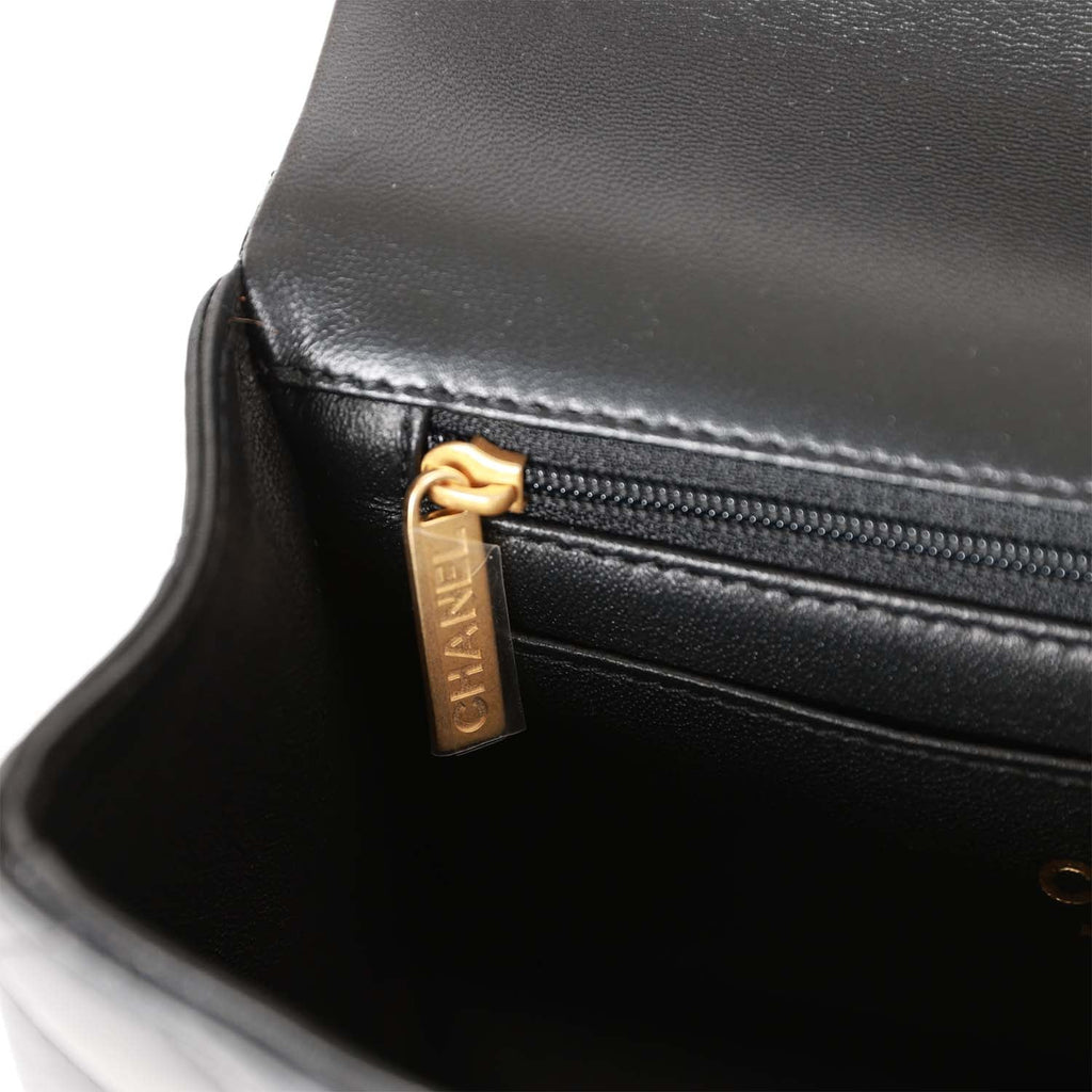 Lambskin Quilted Mini Top Handle Rectangular Flap Black – Trends Luxe