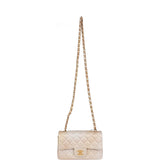Chanel Mini Rectangular Flap Bag Beige Metallic Ombre Calfskin Aged Gold Hardware