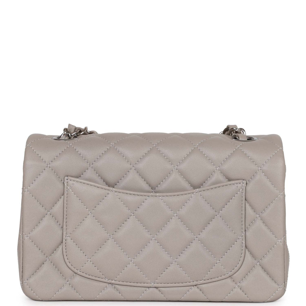 CHANEL Lambskin Quilted Mini Square Flap Light Grey, FASHIONPHILE