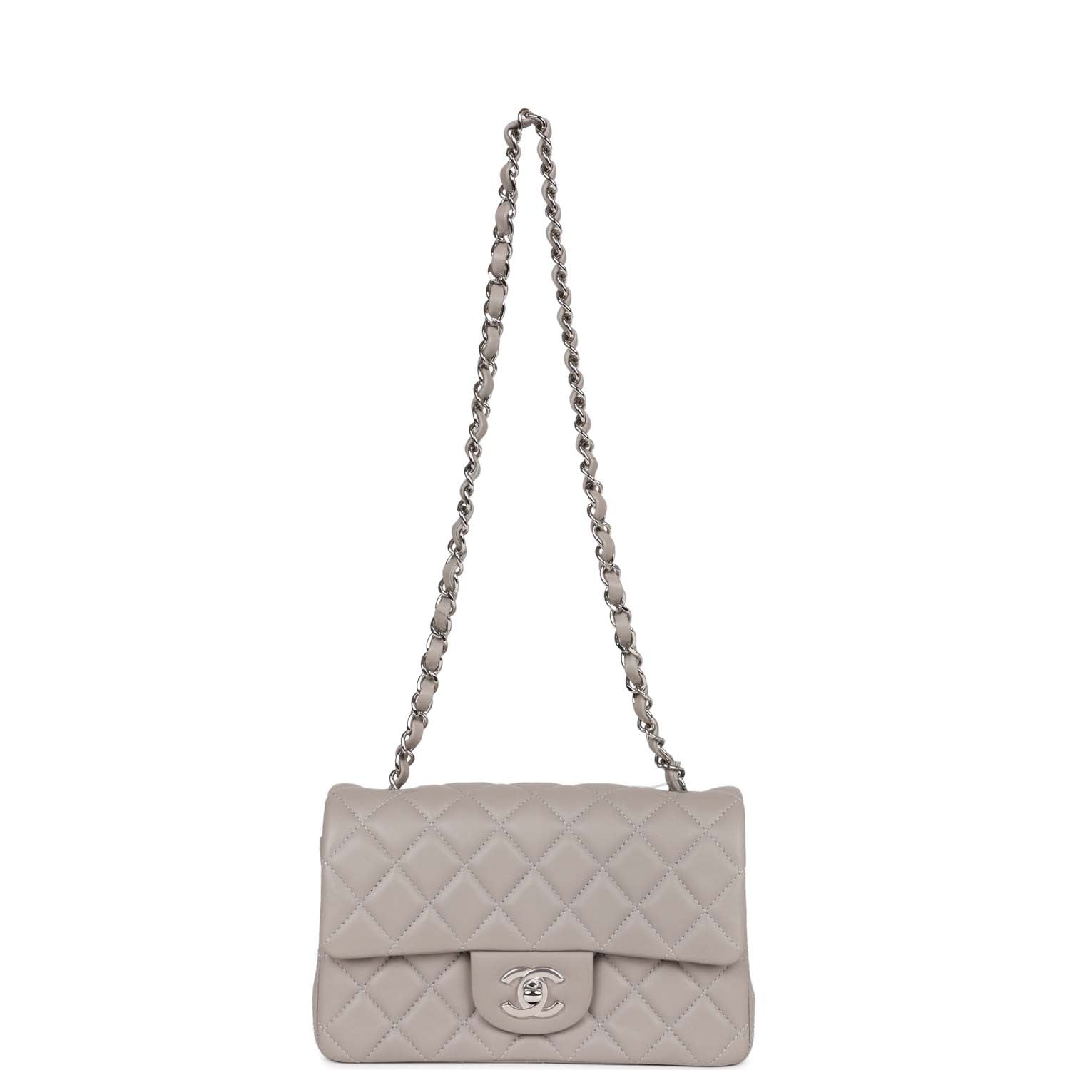 Chanel Mini Rectangular Flap Grey Lambskin Silver Hardware – Madison ...