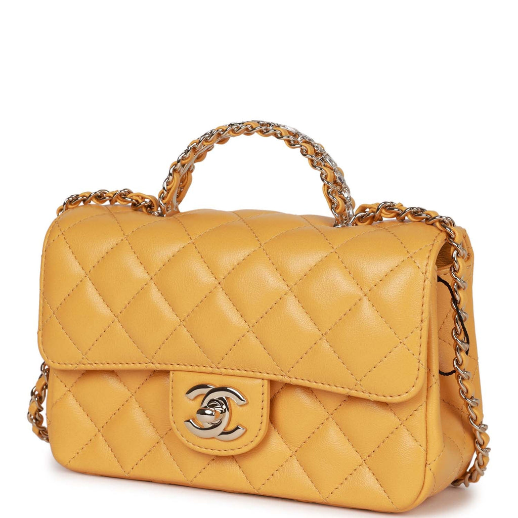 Chanel Mini Rectangular Flap with Jeweled Top Handle Yellow Lambskin L –  Madison Avenue Couture
