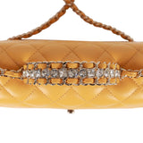 Chanel Mini Rectangular Flap with Jeweled Top Handle Yellow Lambskin Light Gold Hardware