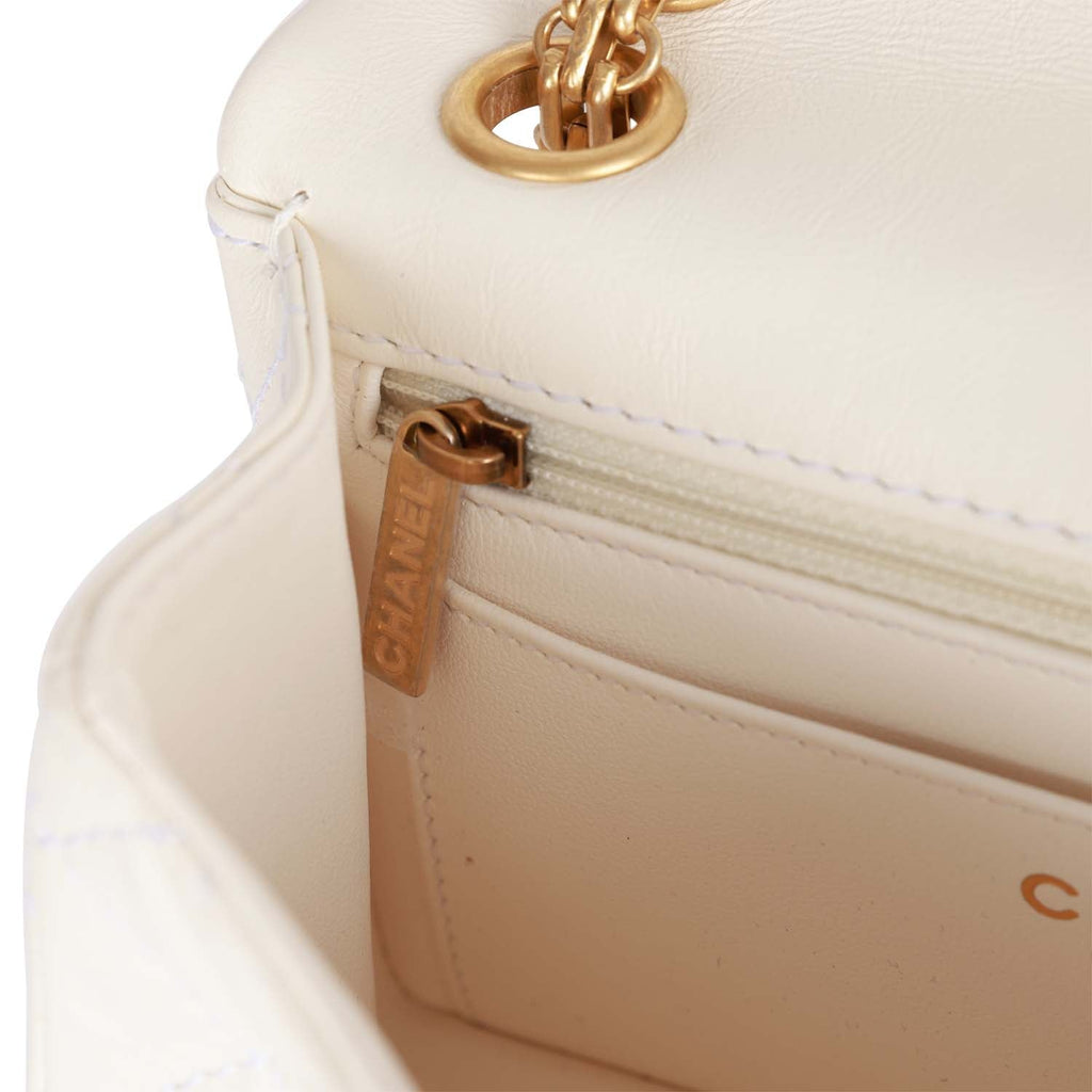 Chanel Mini Reissue 224 2.55 Flap White Aged Calfskin Antique Gold Hardware