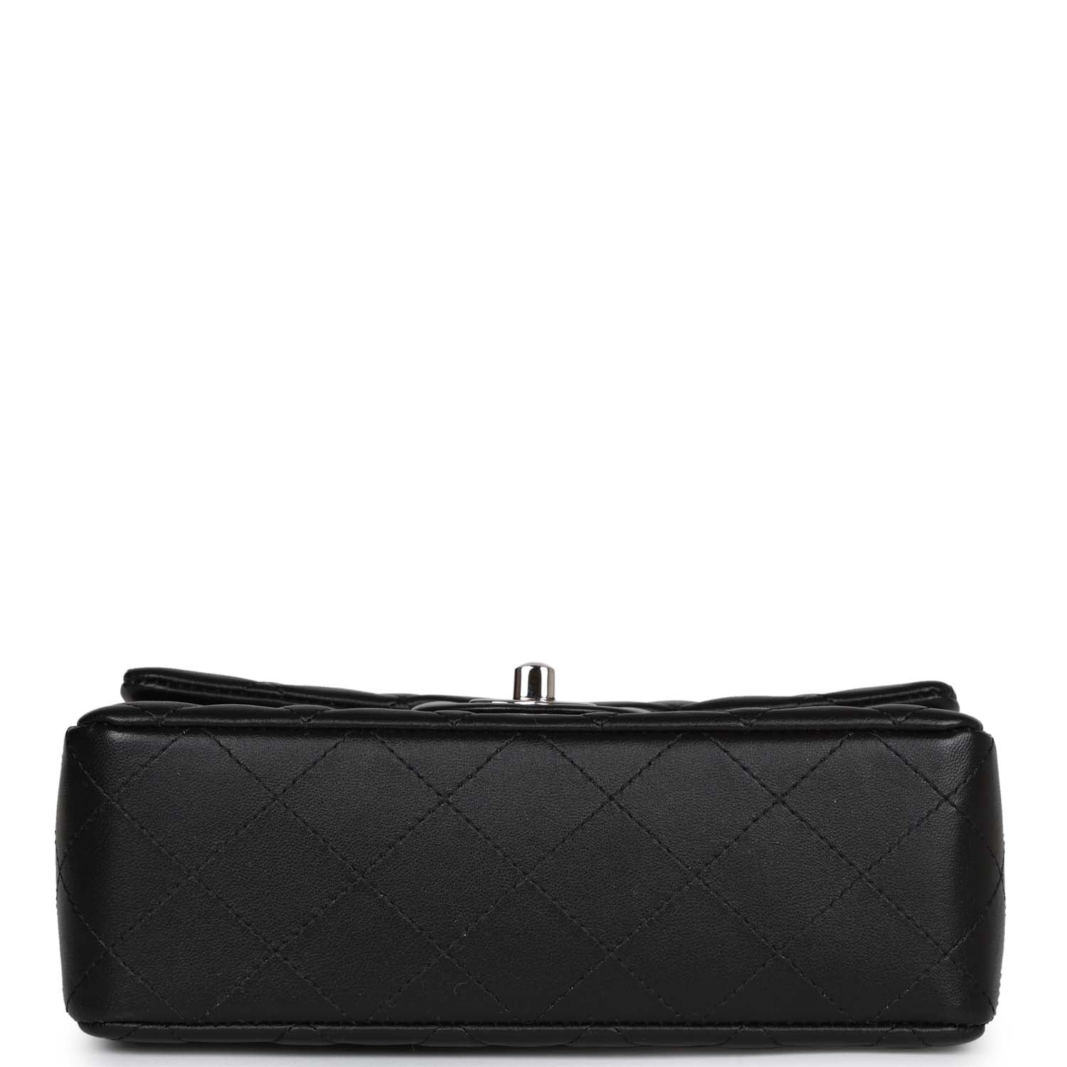 Chanel Mini Rectangular Flap Bag Black Lambskin Silver Hardware