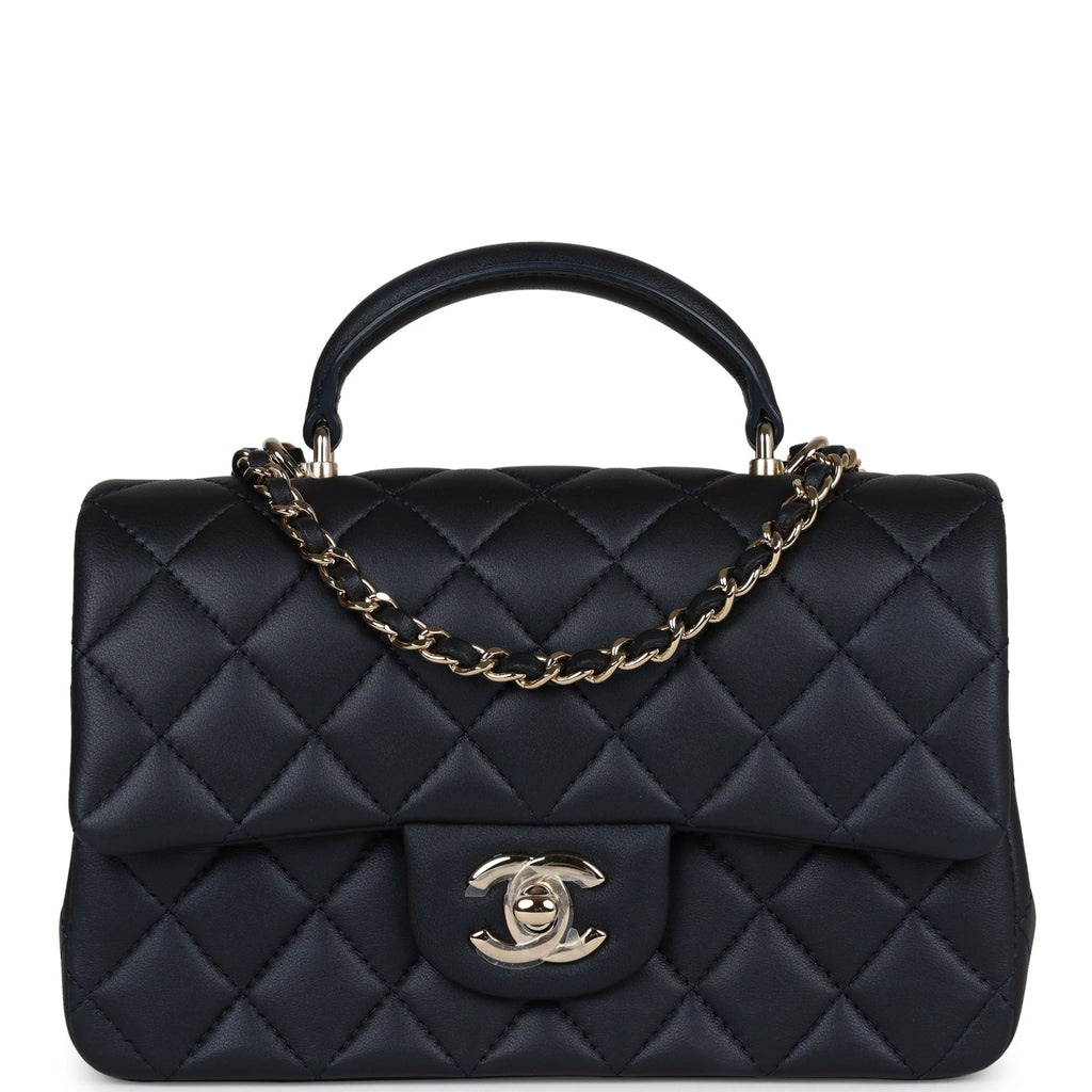 Chanel Blue Quilted Lambskin Leather Rectangular Mini Top Handle Flap Bag -  Yoogi's Closet