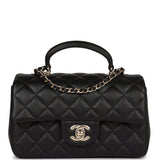 Chanel Top Handle Mini Rectangular Flap Bag Grey Lambskin Aged Gold Ha –  Coco Approved Studio