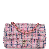 Chanel Mini Rectangular Flap Bag Pink Tweed Light Gold Hardware