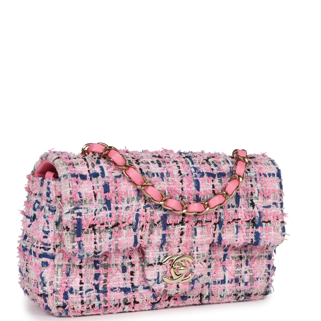 Chanel Pink, Purple 2020 Rectangular Mini Tweed Single Flap Bag