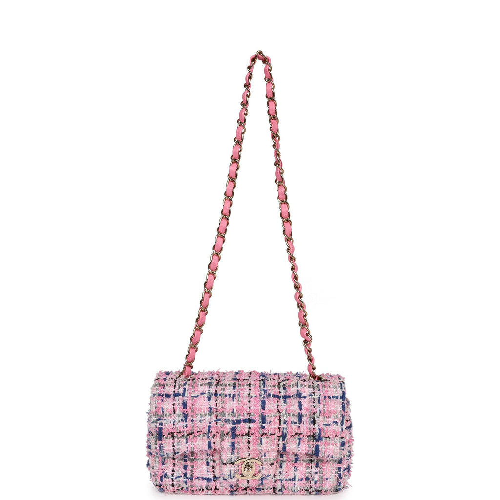 Chanel Pink/Red Tweed Medium Single Flap Bag - Yoogi's Closet