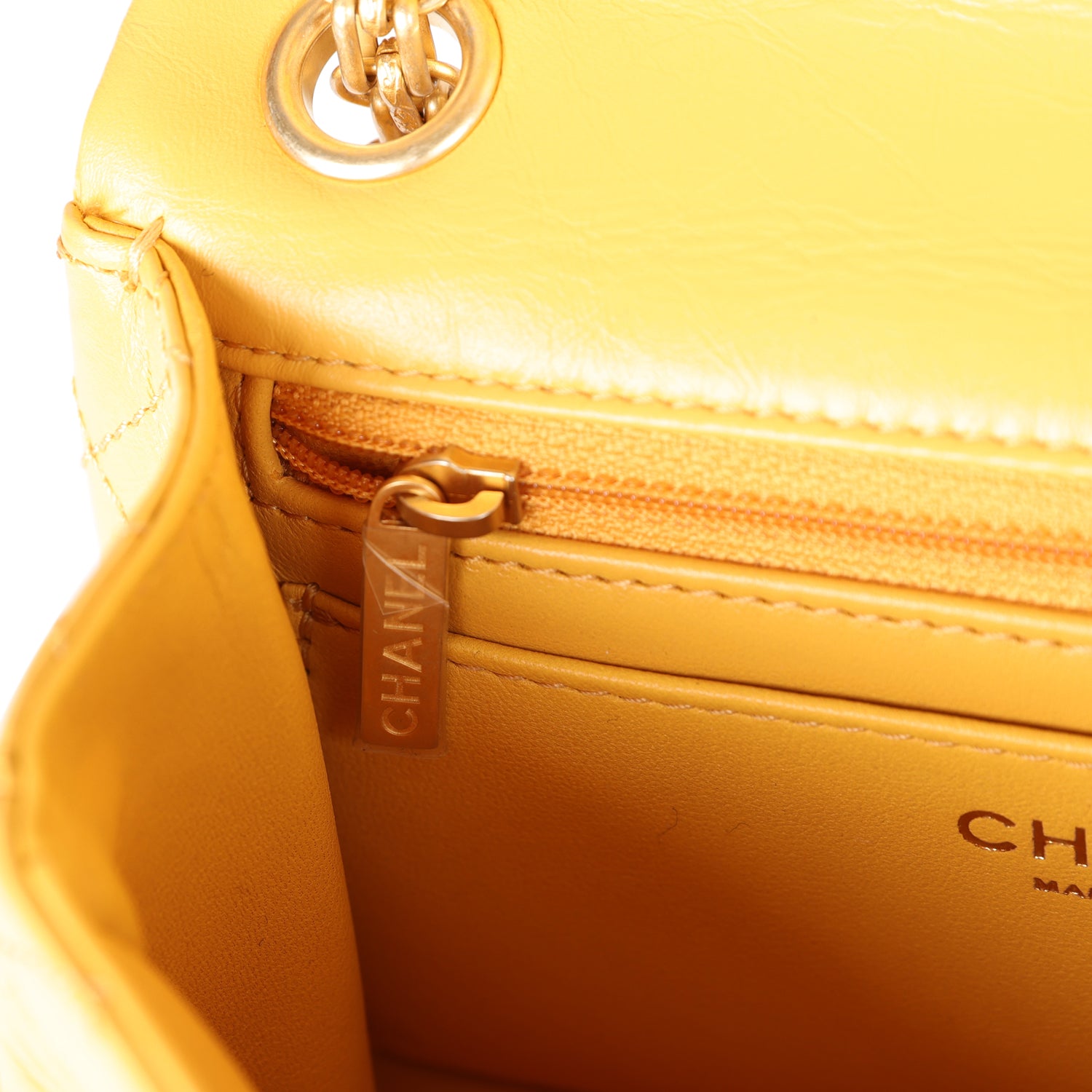 Chanel Mini Reissue 224 2.55 Flap Yellow Aged Calfskin Antique Gold Ha